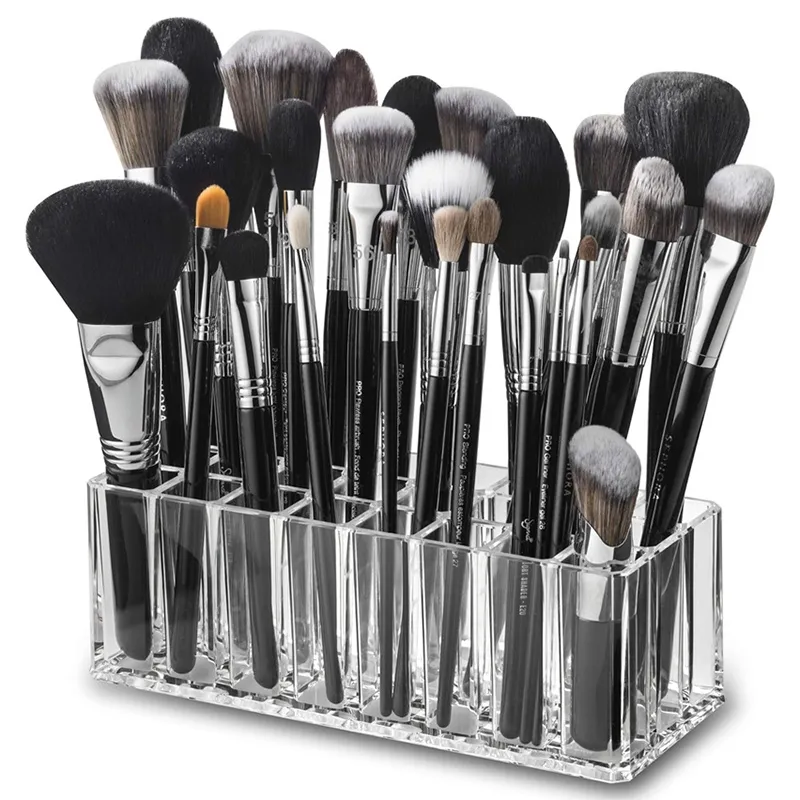 Organisateur de pinceaux de maquillage à 24 fentes, organisateur de rouge à lèvres en acrylique, rangement de cosmétiques, boîte d'exposition de brillant à lèvres, rangement de pinceaux de maquillage — image 5