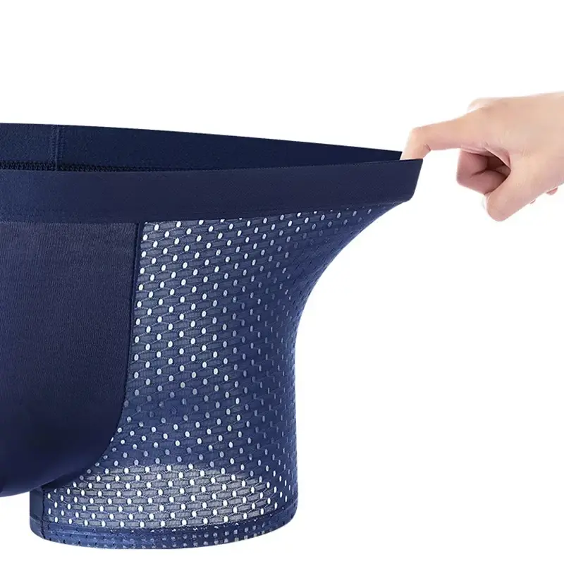 4 pz Uomini Boxer Lce Maglia di Seta Biancheria Intima da Uomo Mutandine Solido Sexy Comodo Estate Traspirante Lntimate Mutande — image 5