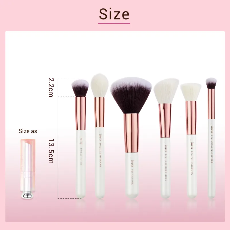 Jessup Set di pennelli per trucco 6 pezzi Pennelli per trucco Kit di pennelli per trucco in polvere naturale-sintetica per contorno fard Evidenziatore Miscela correttore — image 6