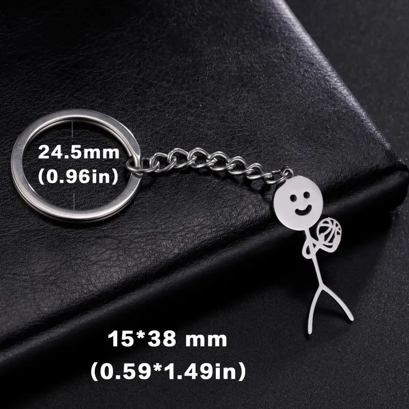 Teamer ตลกนิ้วกลาง Stickman พวงกุญแจ 2026 แนวโน้มน่ารักกระเป๋าจี้รถคู่ใหม่ Trinket ของขวัญพวงกุญแจ — image 12