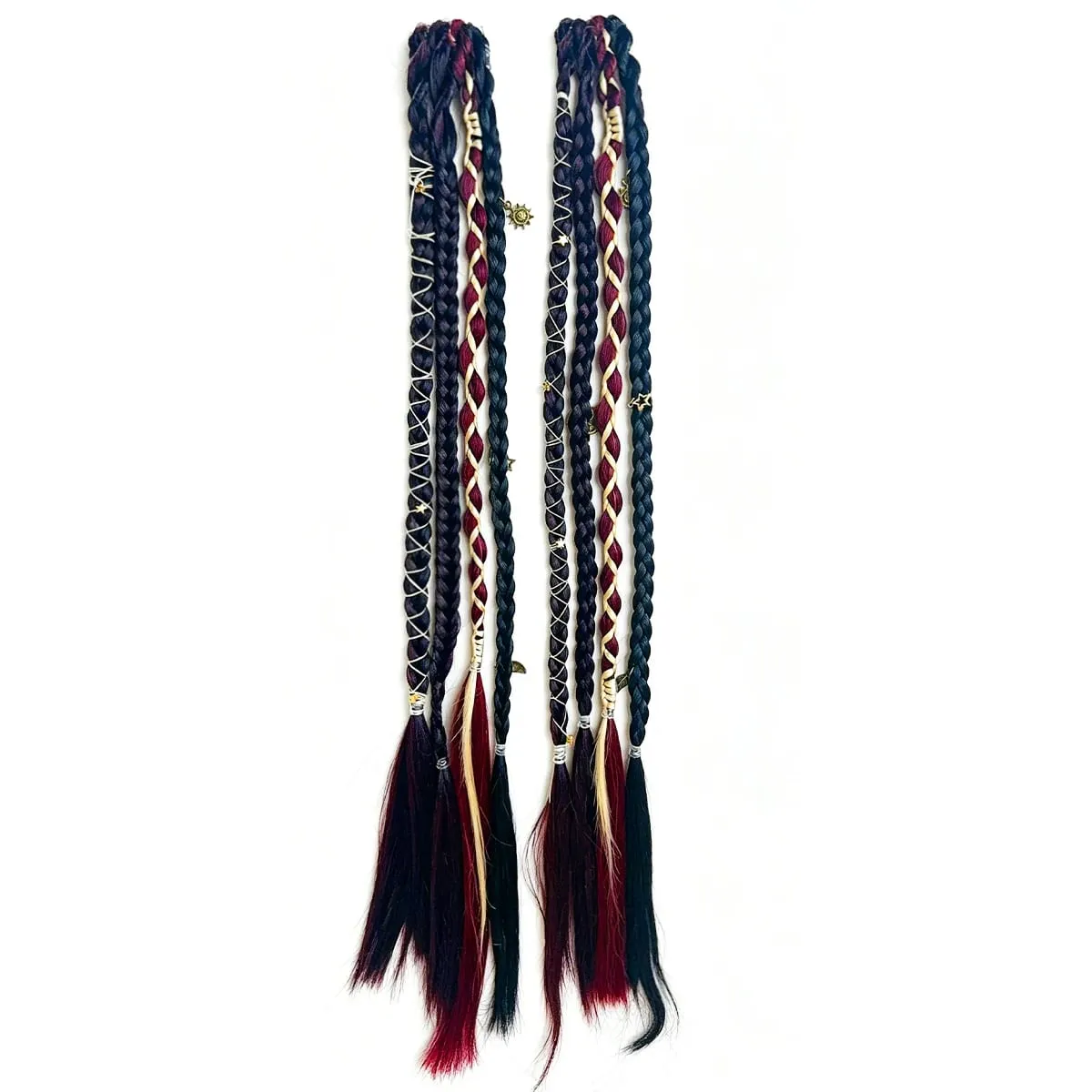 Box Braids Hair Extensions Pre-Braided Synthetic Colored Twist Braids with Hair Accessories for Women Hip Hop Punk Festival — image 8