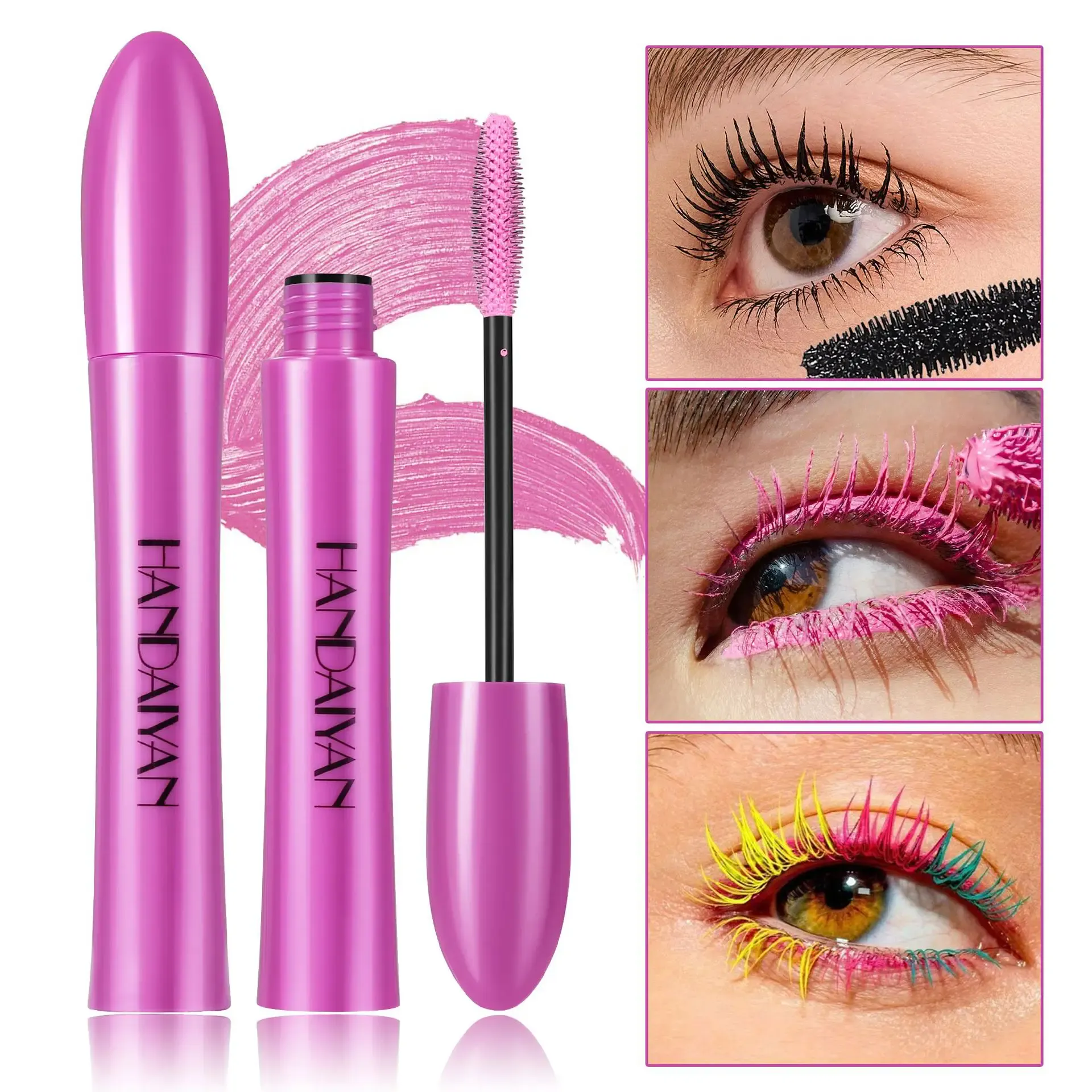 Mascara volumizzante impermeabile a 10 colori Mascara arricciacapelli a prova di sbavature a lunga durata Mascara blu zaffiro rosa per cosmetici per il trucco degli occhi — image 3