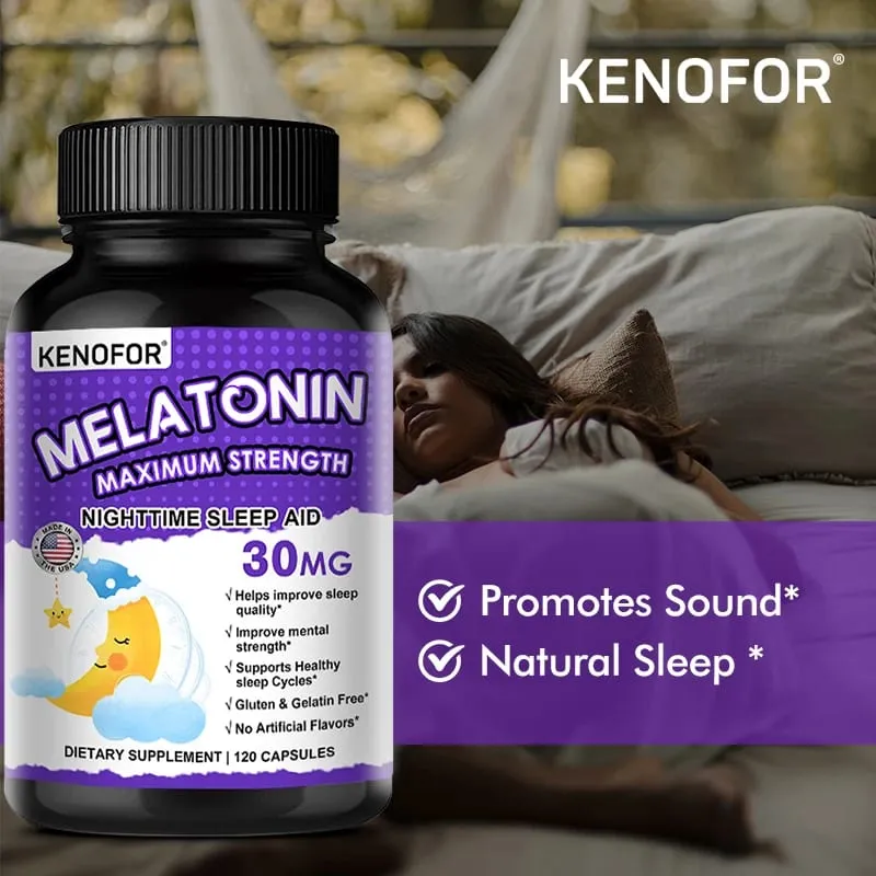 Melatonin Capsules 30mg - Promote Falling Asleep Quickly Calm The Mind Natural Sleep Aid Supplement — image 5