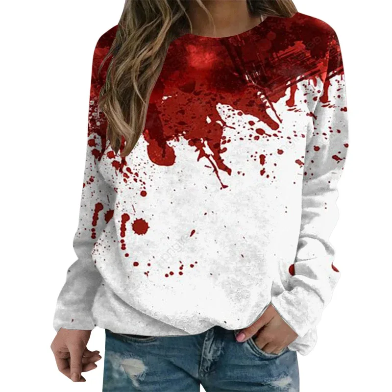 Terror Blood Graphic Sweatshirts Halloween Party Design Female Clothes I'm Fine Bloody Women Sweater Horror Ladies Y2k Pullovers — image 23