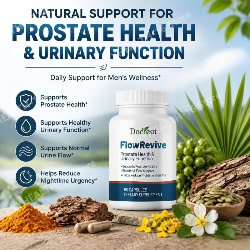 Βοτανικές κάψουλες Docteat FlowRevive Prostate Health Urinary Function με εκχύλισμα Saw Palmetto και Pygeum Bark 60 κάψουλες — image 2