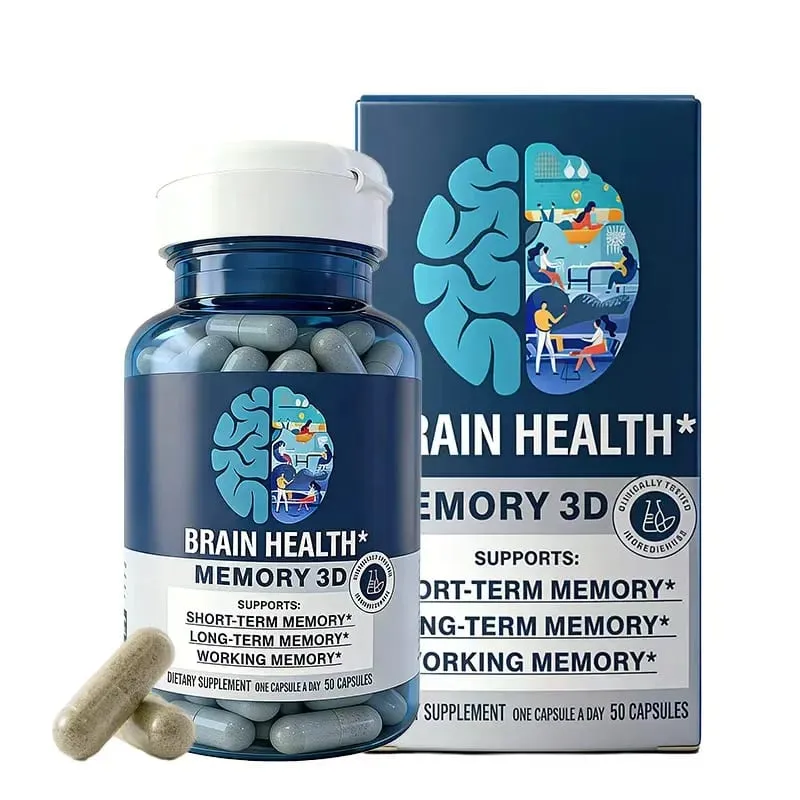 Memory 3D Brain Suplementy na pamięć i koncentrację Witamina B12 i B6 Kwas foliowy 50 kapsułek — image 1