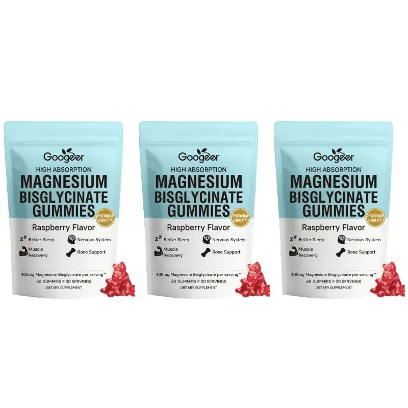 Magnesium Bisglycinate Gummies 400mg High Absorption for Sleep Muscle Recovery & Bone Support with D3 & Zinc Raspberry 60 Ct — image 10