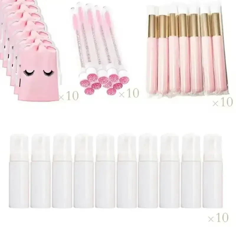 40pcs Empty Lash แชมพูขวดและชุดแปรงปั๊มโฟมและจมูก Pore แปรงทำความสะอาดลึก Eyelash EXTENSION TUBE — image 8