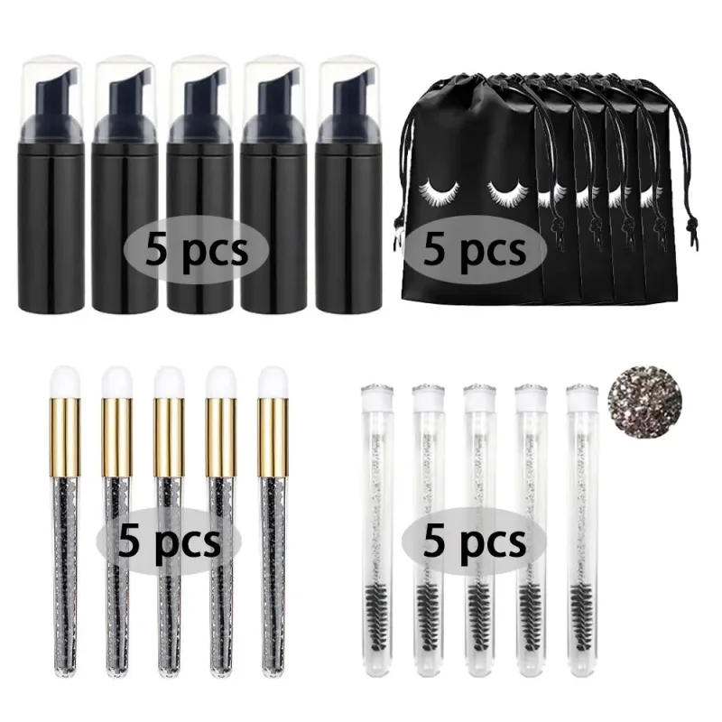 60ml 리필 가능 빈 플라스틱 펌프 병 래쉬 확장 청소 키트 긴 막대 브러시 래쉬 경기자 먼지 튜브 EVA 보관 가방 도구 — image 20