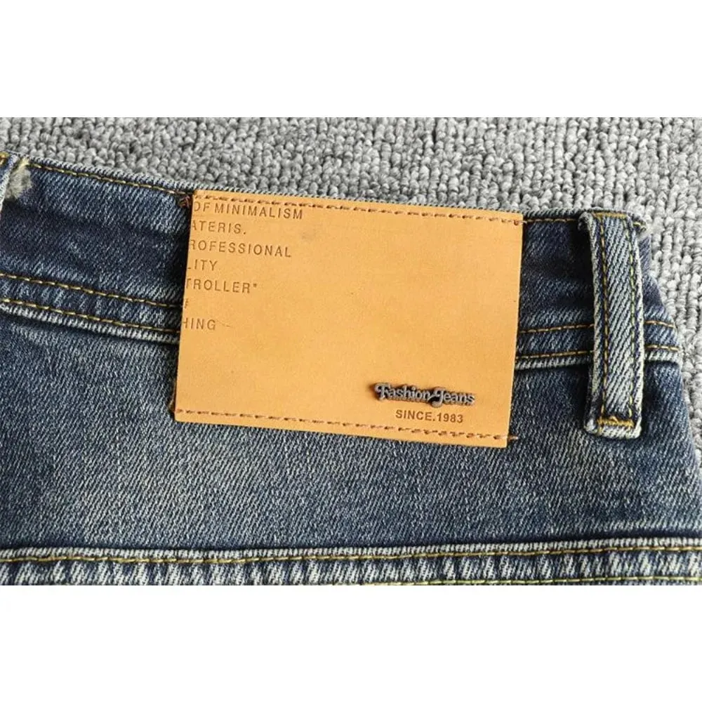 Retro blaue gewaschene Cat Whisker Jeans Herren High-End-Custom-Stoff amerikanische Modemarke Jugend Neun-Punkt-Hose — image 5