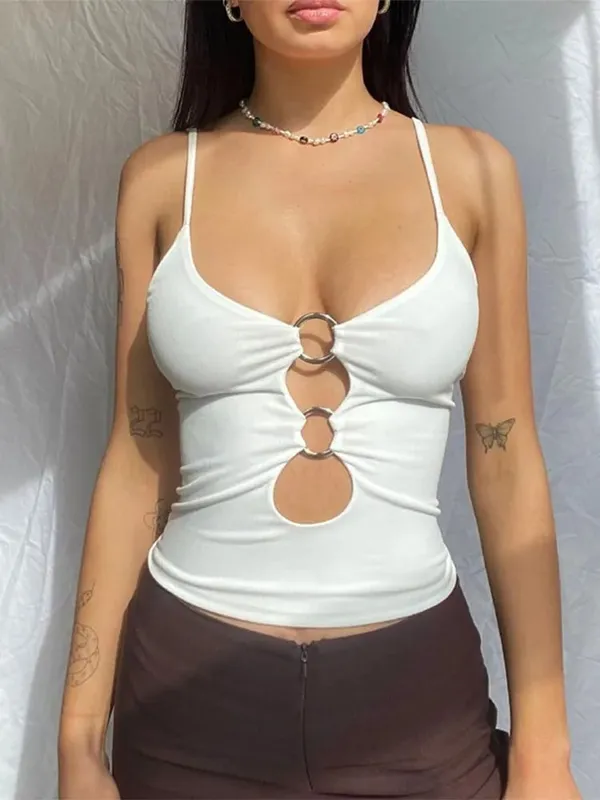 ลำลองแขนกุดCami Topผู้หญิงBackless Hollow Outเซ็กซี่Crop Tops Teesแฟชั่นฟิตเนสCamisole 2024 — image 11