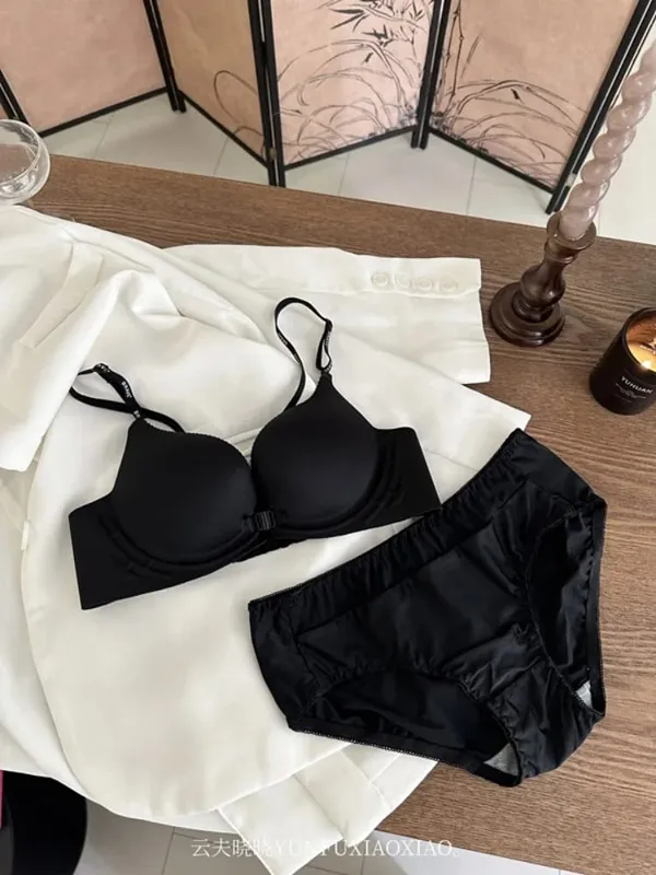 Set di lingerie senza schienale con chiusura frontale con set di reggiseno confortevole e senza fili, anti-cedimento, edificante, con busto piccolo. — image 6