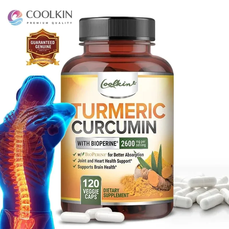 Curcumin-Ergänzungsmittel mit schwarzem Pfeffer, 2600 mg, enthält 95 % Curcumin. Nahrungsergänzungsmittel zur Gelenkunterstützung mit verbesserter Absorption — image 1