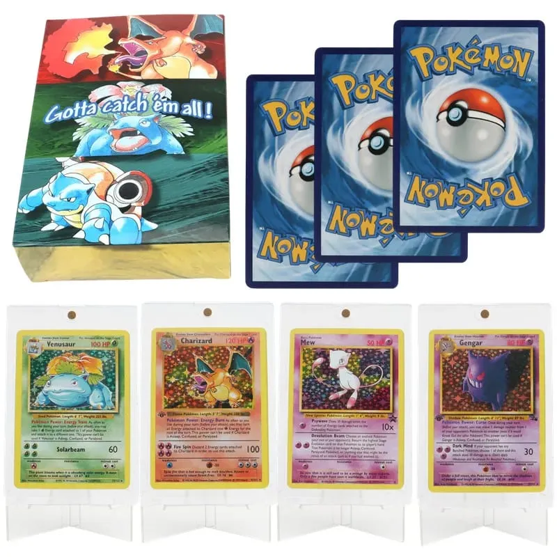 151 sztuk/pudło 1996 pierwsza generacja kart Pokémon rzadkie Charizard Pikachu Mewtwo Blastoise zbieranie zabawek karcianych wersja angielska — image 1
