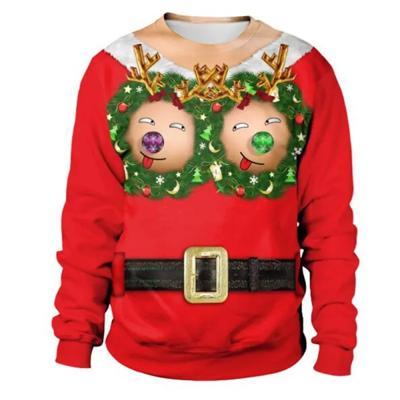Pull de Noël drôle pour hommes et femmes, sweat-shirt de noël avec graphique laid Y2k, pour fête de vacances, vêtements amples pour hommes — image 19