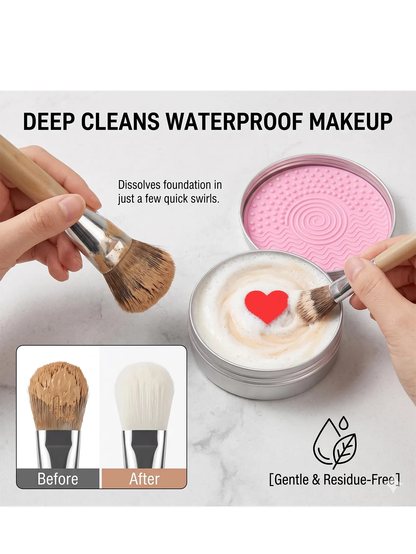 Sapone per la pulizia dei pennelli da trucco portatile Sapone detergente naturale multiuso riutilizzabile per cosmetici da viaggio Pulizia profonda veloce ed efficace per pennelli da trucco Piumini da cipria Vari prodotti per il lavaggio di bellezza — image 1