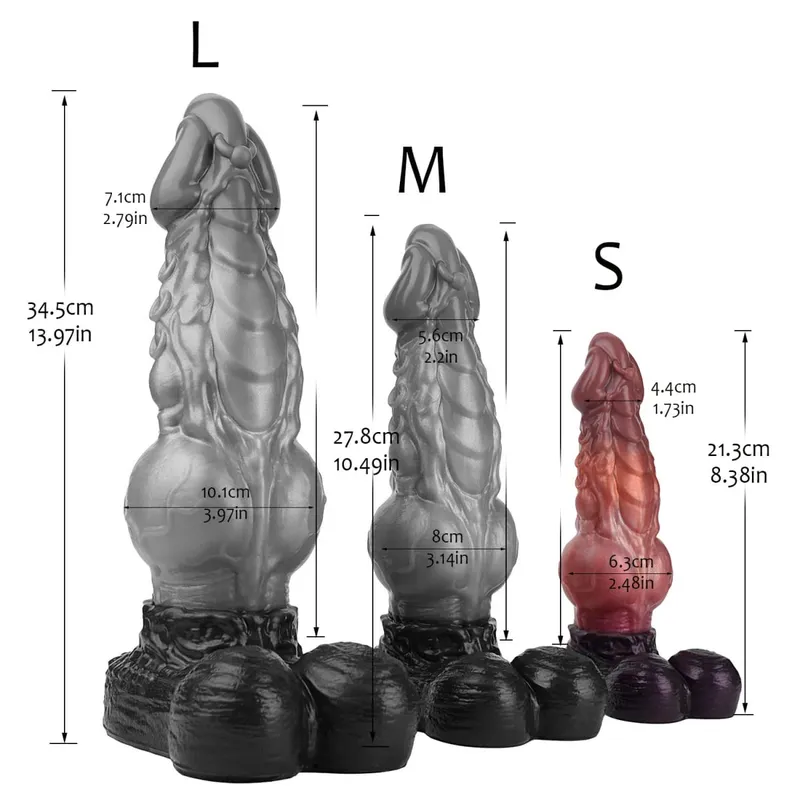 Dobbeltlags silikone Fantasy Dog Knot Dildo Blå Butt Plug med Sucker Anal Dilator Onanere Sexlegetøj til Voksen 18+