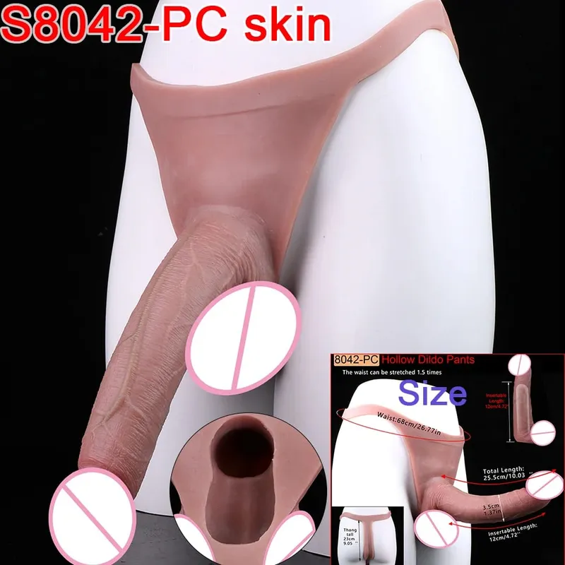 Male Strap-On Long Hollow Dildo Ultra Realistic Penis Extend Sleeve Pants насадка на член Male Cock Cover Sex Toys — image 9