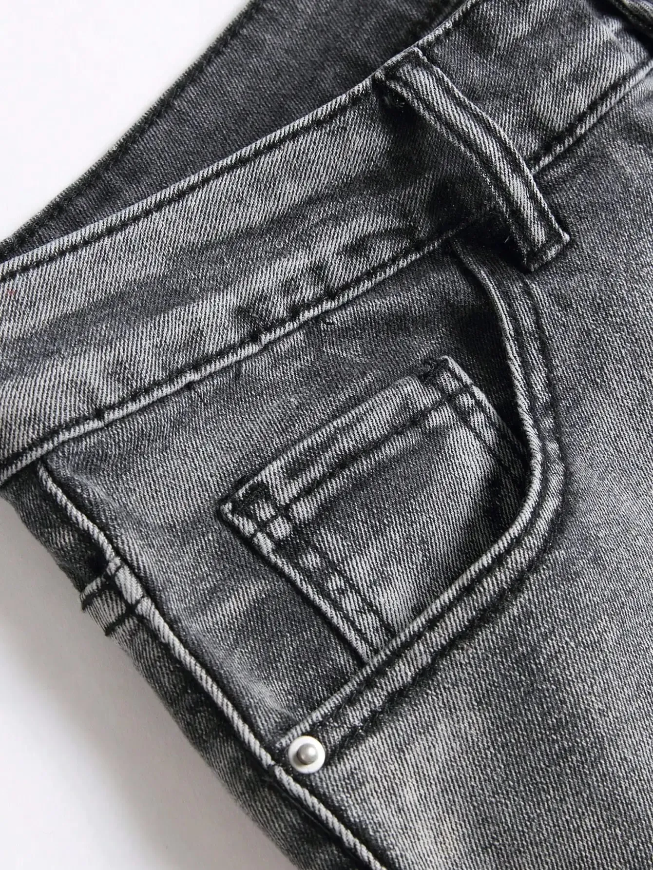 Jean en Denim extensible pour hommes, Streetwear, trous en Patchwork déchiré, taille élastique, pantalons décontractés, coupe Slim, pantalon droit — image 3