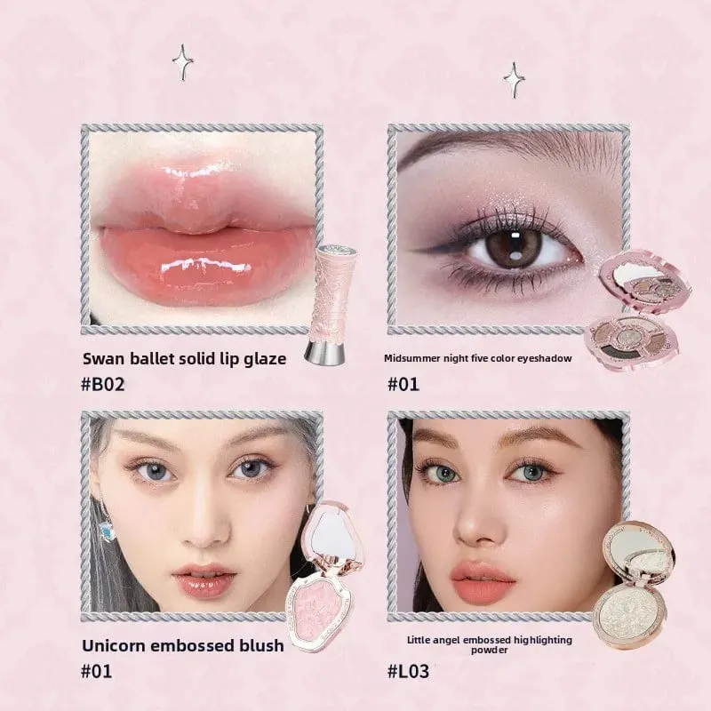 Flor sabe conjunto de maquiagem lábio lama iluminador pó blush sombra de olho maquiagem profissional presente kit para menina cosméticos conjunto completo — image 10
