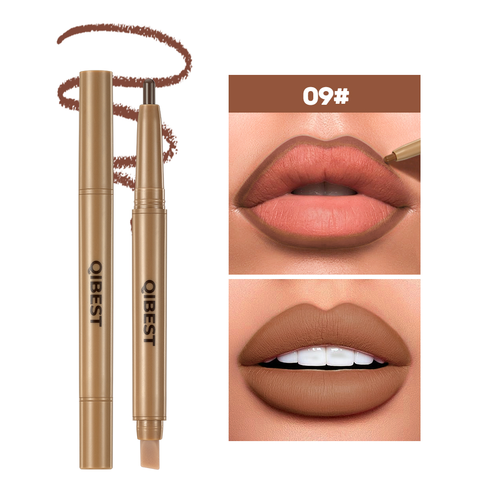 Se silikonovým štětečkem Tužka na rty Dvojhlavá automatická Hedvábně jemná Káva Hnědá Rozmazávání Plný Tvar rtů Obrys Kontury Make-up — image 16