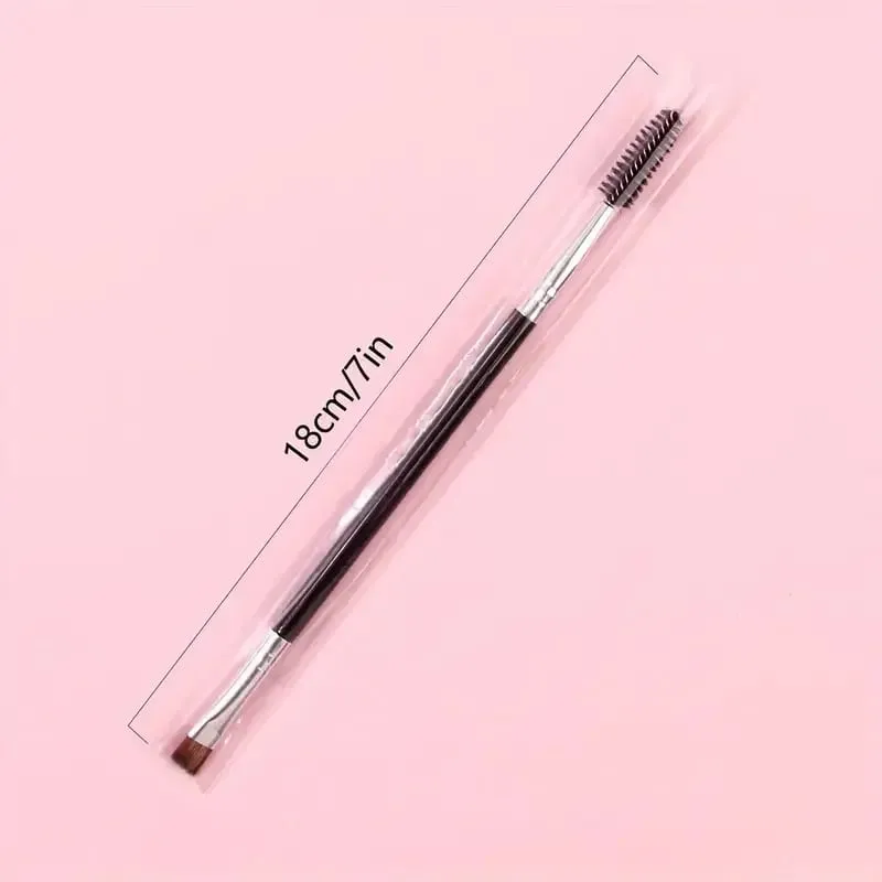 새로운 2-in-1 대형 이중 눈썹 및 아이라이너 브러시 - 베벨 눈썹 파우더 나선형 블렌드 및 플랫 아이 블랙 어플리케이터 — image 2