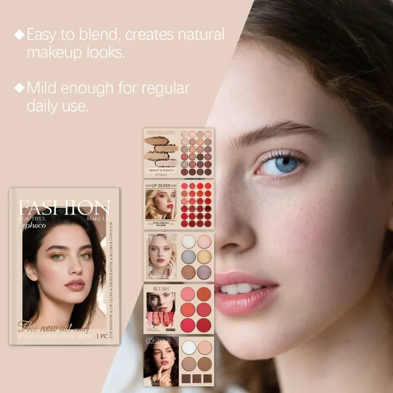 Ensemble de maquillage tout-en-un, pigments naturels, fard à paupières, fard à joues, reflets de Contour, brillant à lèvres, Kit cosmétique complet pour visage, fête quotidienne pour débutant — image 6