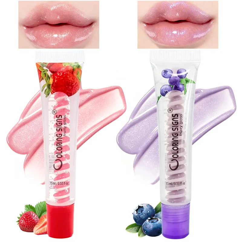 ลิปกลอสฟรุ๊ตตี้สตรอเบอร์รี่บลูเบอร์รี่ Shiny Lip Oil Moisturizing Plumping Shimmer Lip Makeup Hydrating LipstickFor Girls — image 6