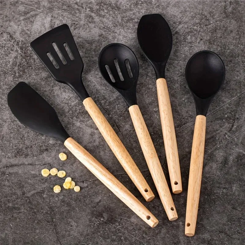 Ensemble d'ustensiles en silicone 14 pièces avec support en plastique — image 5