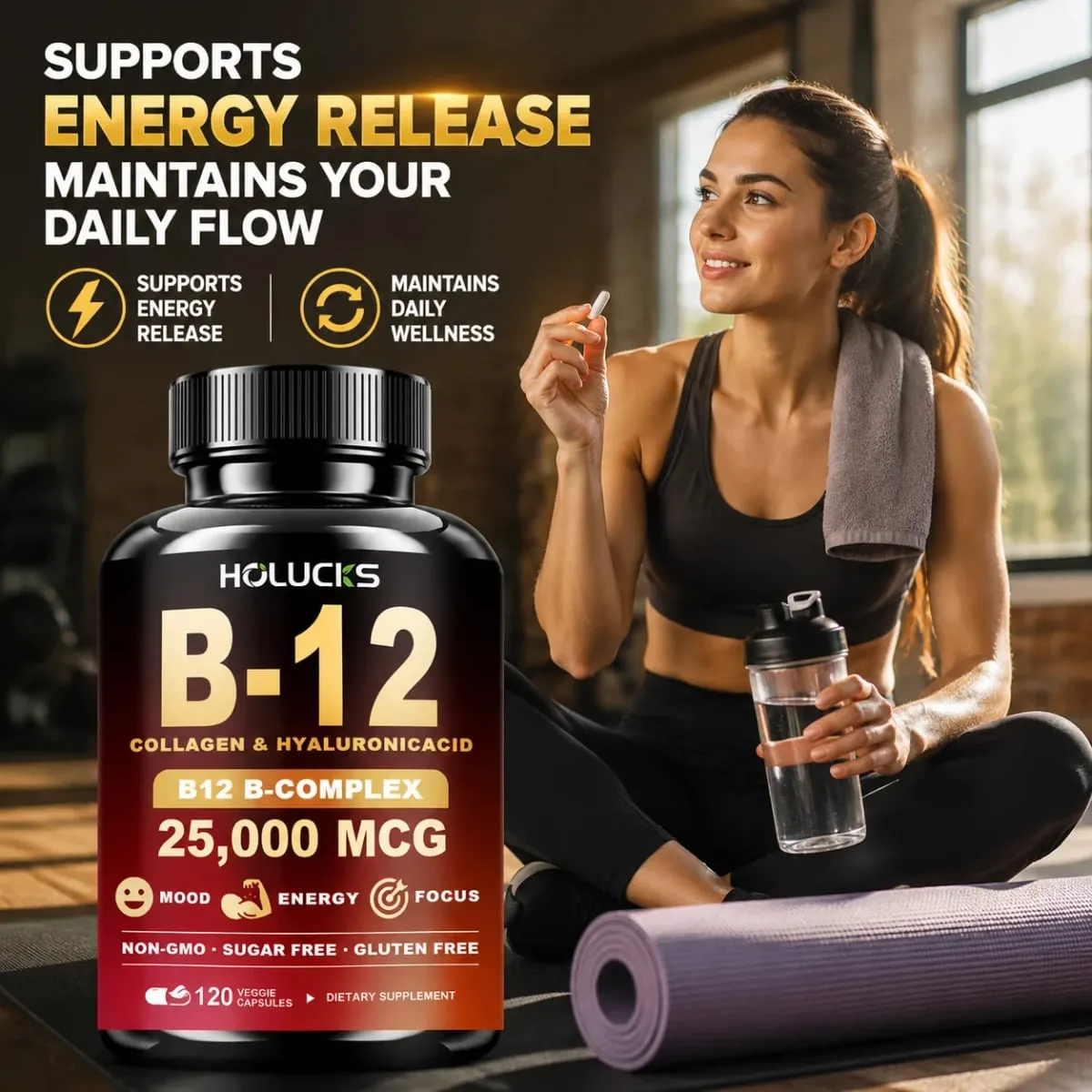 Suplemen Vitamin B12 Kompleks Manfaat Fungsi Otak & Jantung Mendukung Metabolisme Pembelajaran Memori Membantu Meningkatkan Energi Alami — image 4