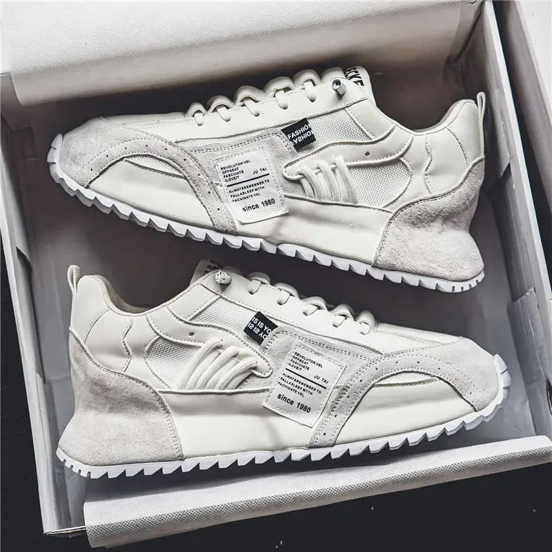 Kasut Lelaki Kasut Kasual Retro Musim Bunga Musim Bunga Platform Chunky Patchwork Mesh Lace Up Kasut Lari Lelaki Berjalan — image 1