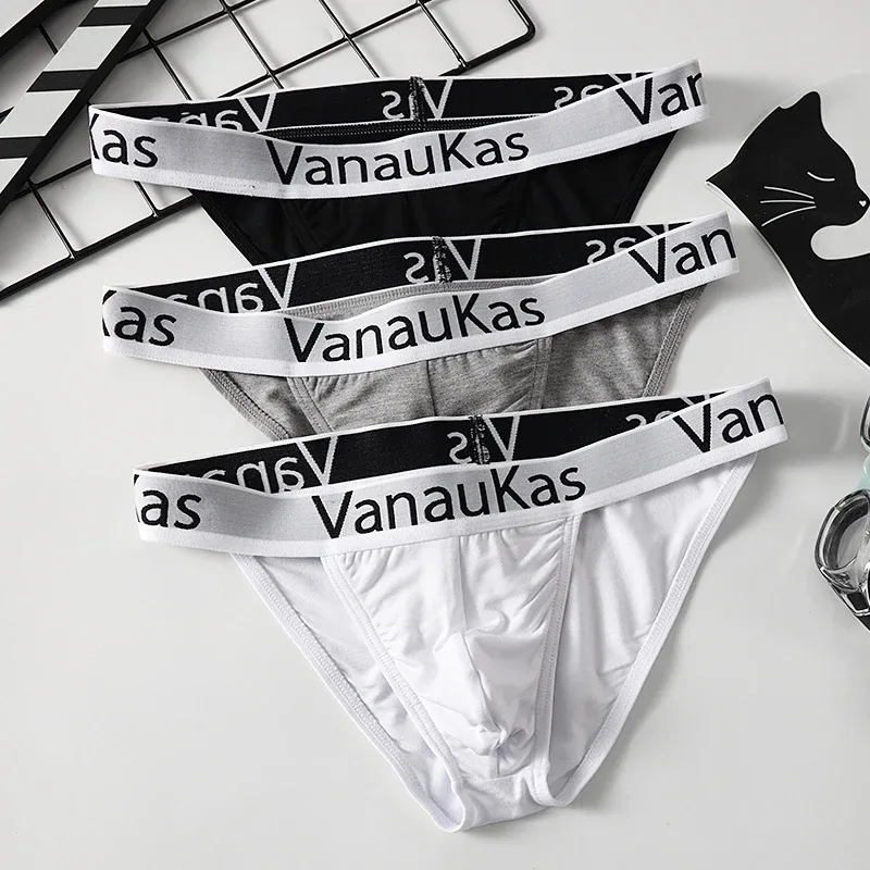 New Men's Underwear Briefs High-Cut Small Triangle Underpants Sexy Low-Rise Hollow Out Cotton Panties with Elastic Waistband