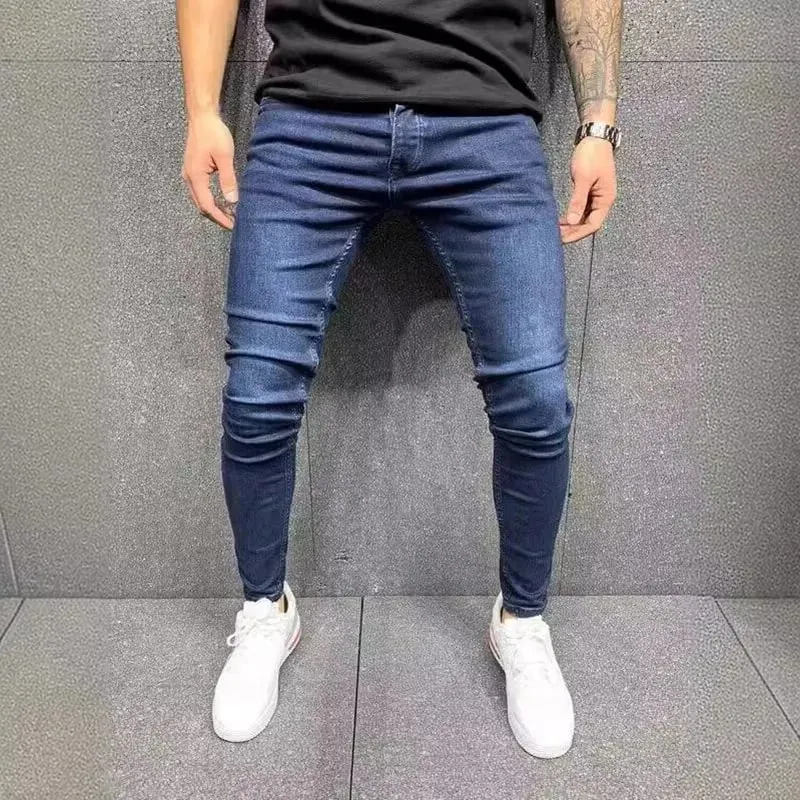 ฤดูใบไม้ผลิผู้ชายคลาสสิกความยืดหยุ่นดินสอกางเกงยีนส์ Jean Homme Man ยืดนุ่มสีดำ BIKER Masculino DENIM กางเกงบุรุษกางเกง — image 11