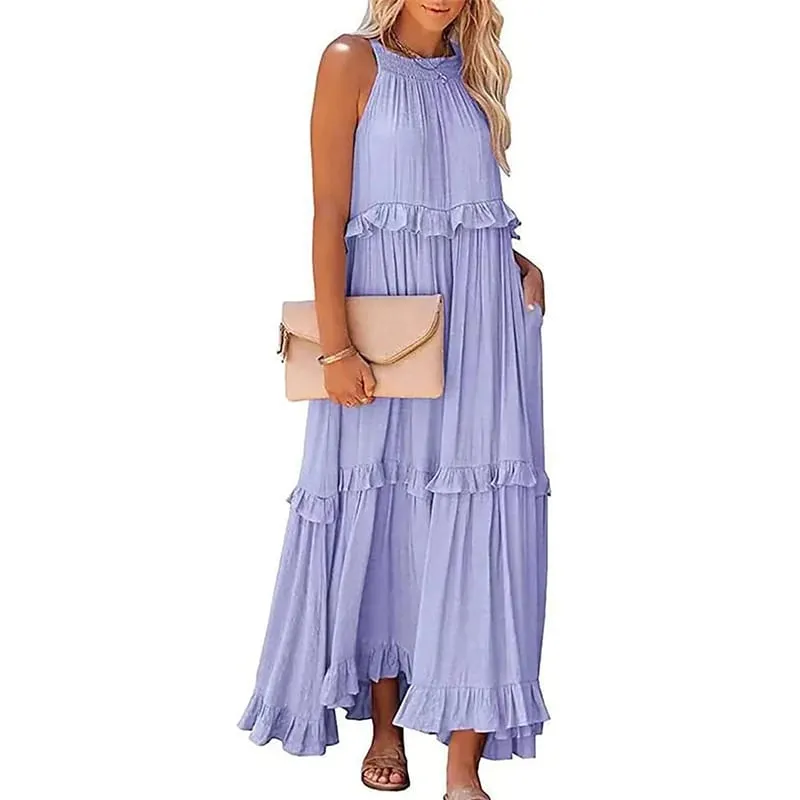 ผู้หญิงสบายๆ Ruffles ชุดยาวฤดูร้อน Elegant Sundress Elegant Harajuku Maxi ชุด Beach Party ชุดราตรี Vestido — image 10