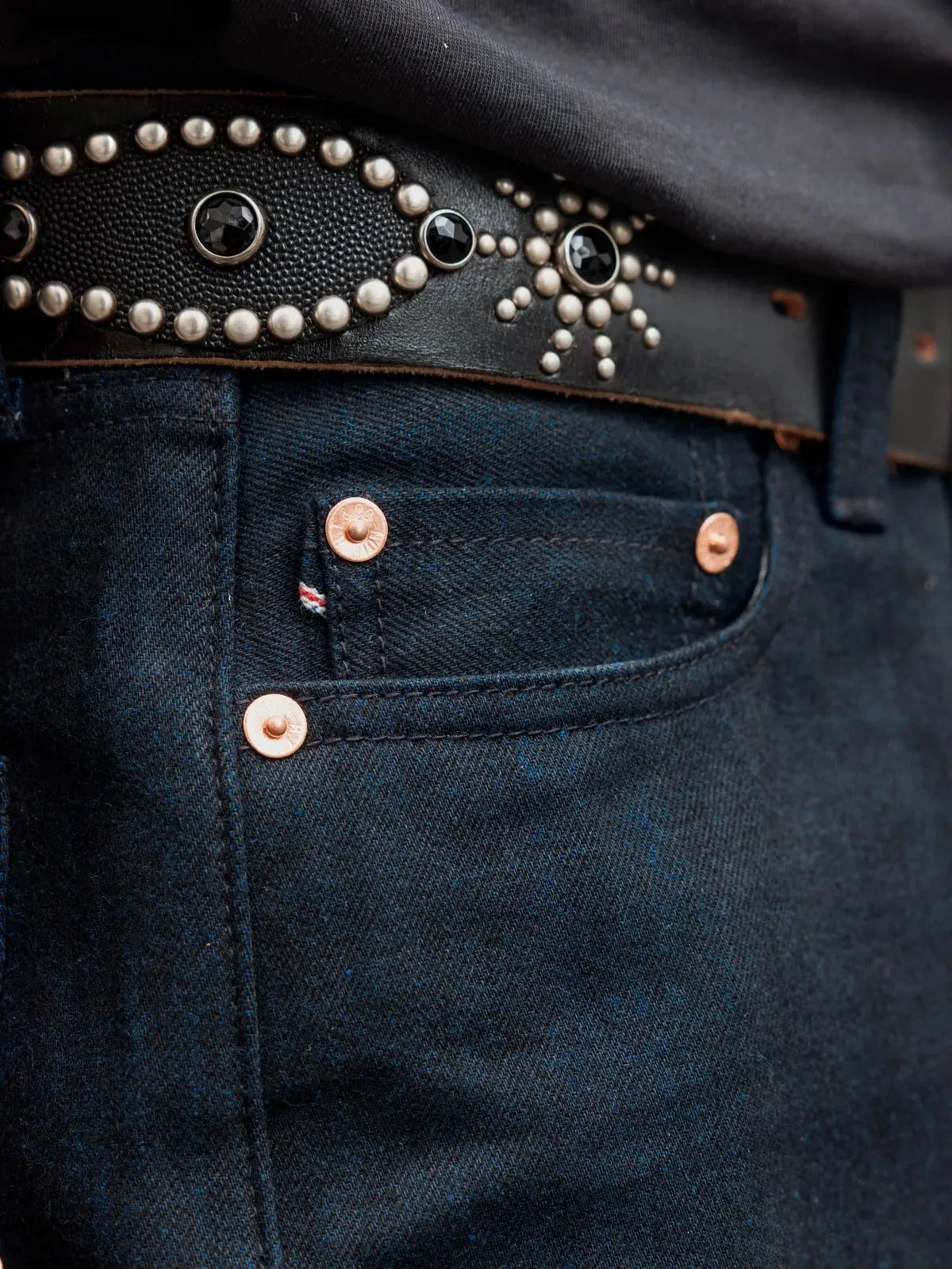 Red Tornado Midnight Blue Selvedge Jeans Lelaki 16oz Denim Straight Fit Dark Indigo Workwear Seluar — image 2