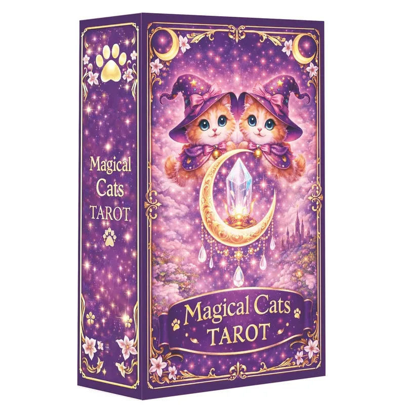 Magic Cat Tarot 78 ใบ 13x8 ซม.เหมาะสำหรับผู้เริ่มต้นกระดาษคู่มือEmotion Expression Subtle Magicรายละเอียดการ์ดเกม