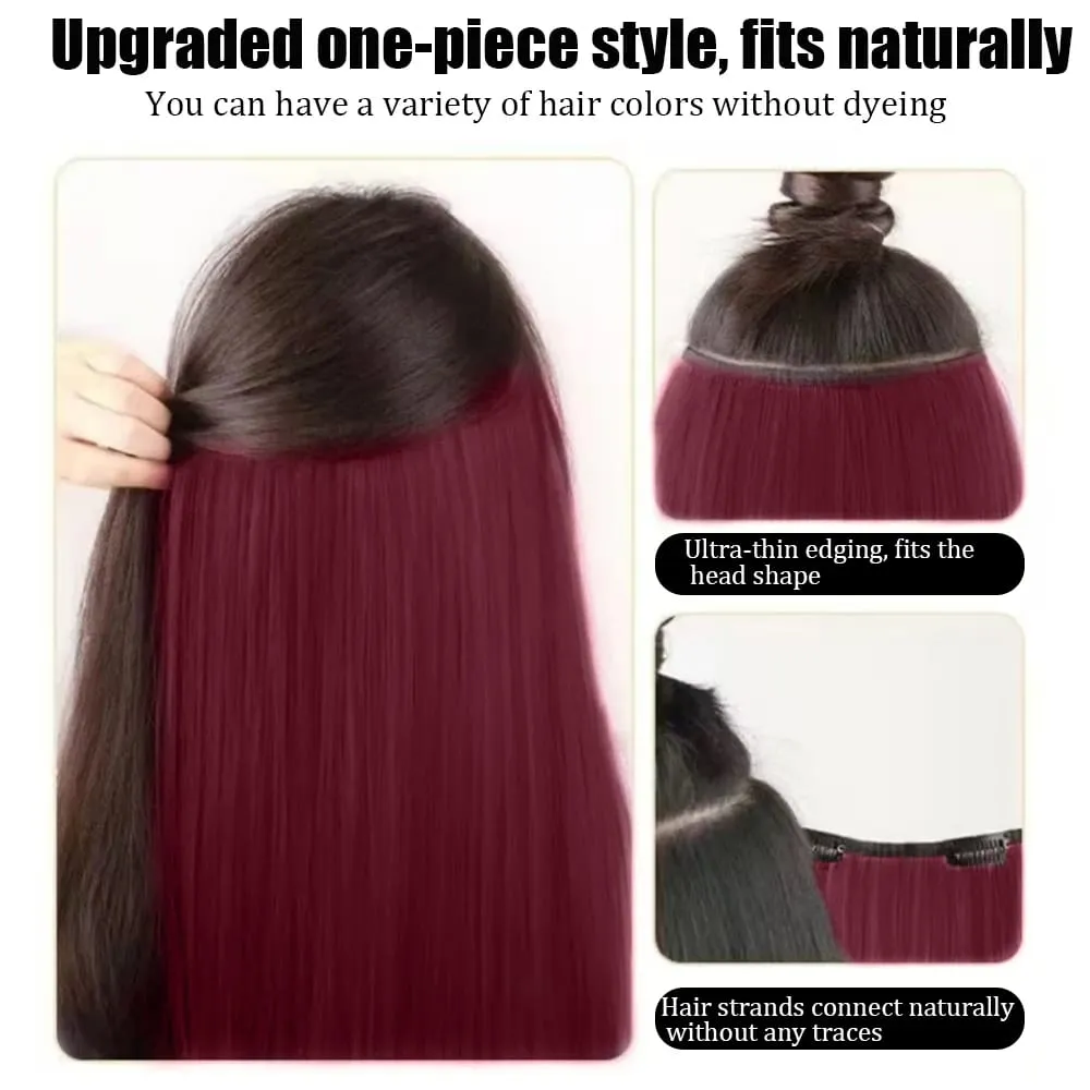 Extension de cheveux synthétiques colorés longs et lisses à 4 clips invisibles de 22 pouces, faciles à porter, adaptés aux vêtements quotidiens ou de vacances des femmes. — image 4