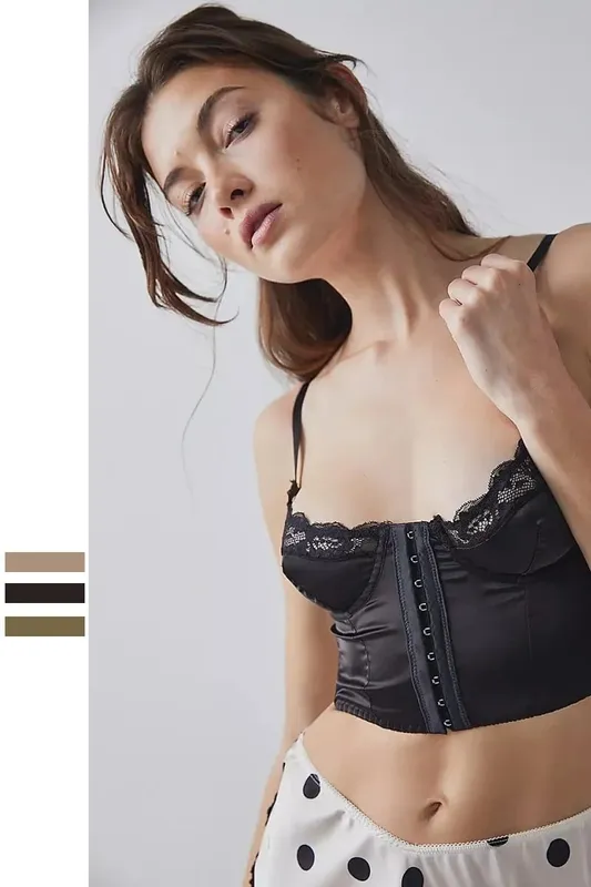 Intimo in raso con fibbia frontale a lisca di pesce, intimo estivo, lingerie sottile, bellezza, bralette, petto ampio, può essere indossato all'esterno