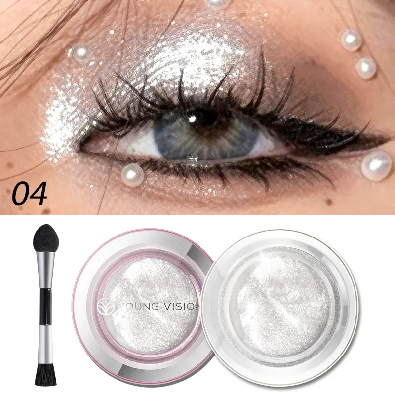 1 pièces surligneur liquide ombre à paupières imperméable Non gras longue durée surbrillance et ombre à paupières fumée avec pinceau de maquillage