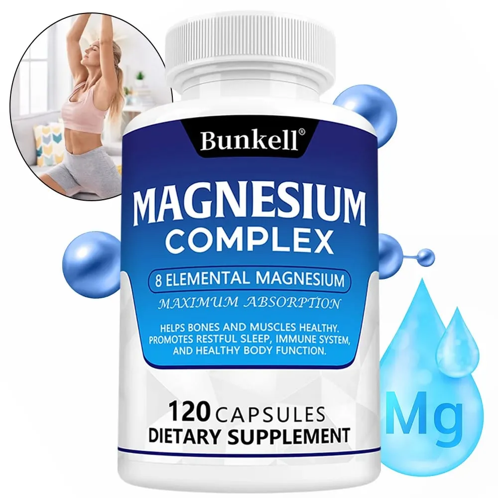 Magnesium Complex 120 Capsules - Bone Muscle & Heart Health Supplement Sleep Support Muscle Relaxation Stress & Anxiety Relief — image 1