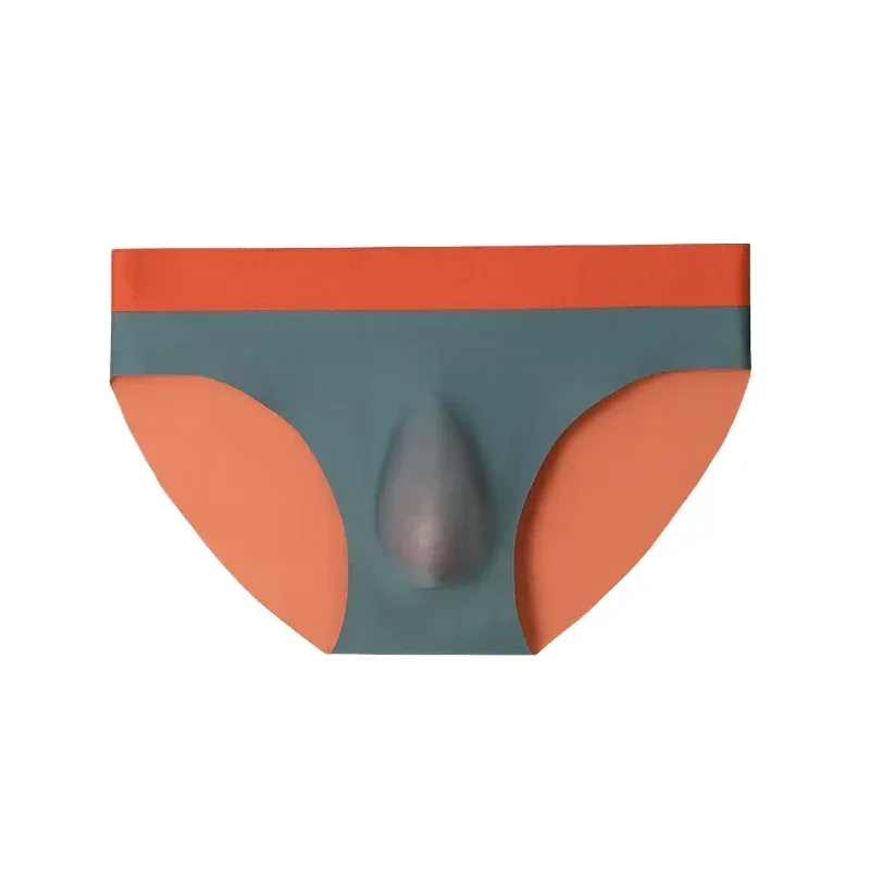 メンズアイスシルクシームレス下着 3D パンチモールド三角パンツ夏薄底パンツ男性のスポーツショーツ