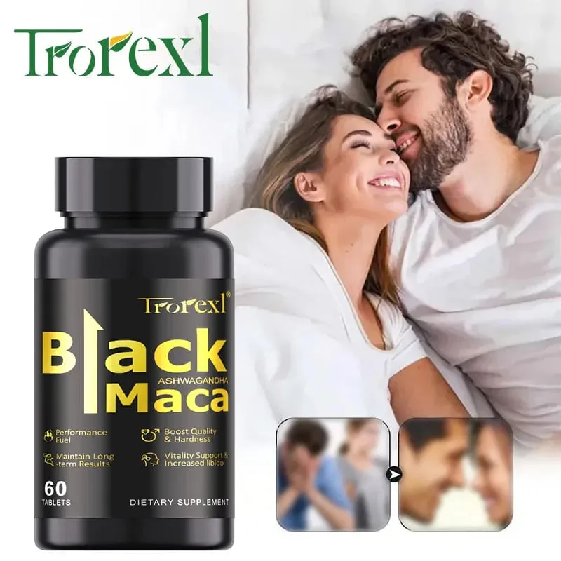 Natural Black Maca Tablets with Ashwagandha Male Power Energy Supplement Man Enlargent Pills ENHANCES VIGOUR & STAMINA — image 1