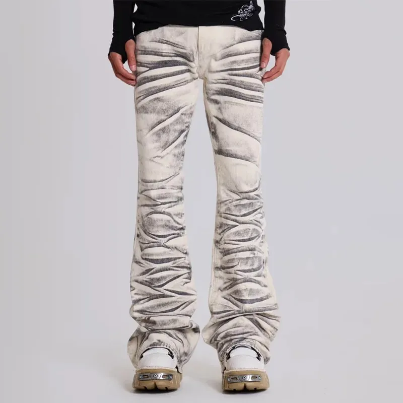 Y2K Vintage Distressed Micro Flaredกางเกงยีนส์ล้างHigh Street Hip Hopขากว้างขากว้างกางเกงGothic Slim Fit Unisexทรัมเป็ตกางเกงยีนส์ — image 3