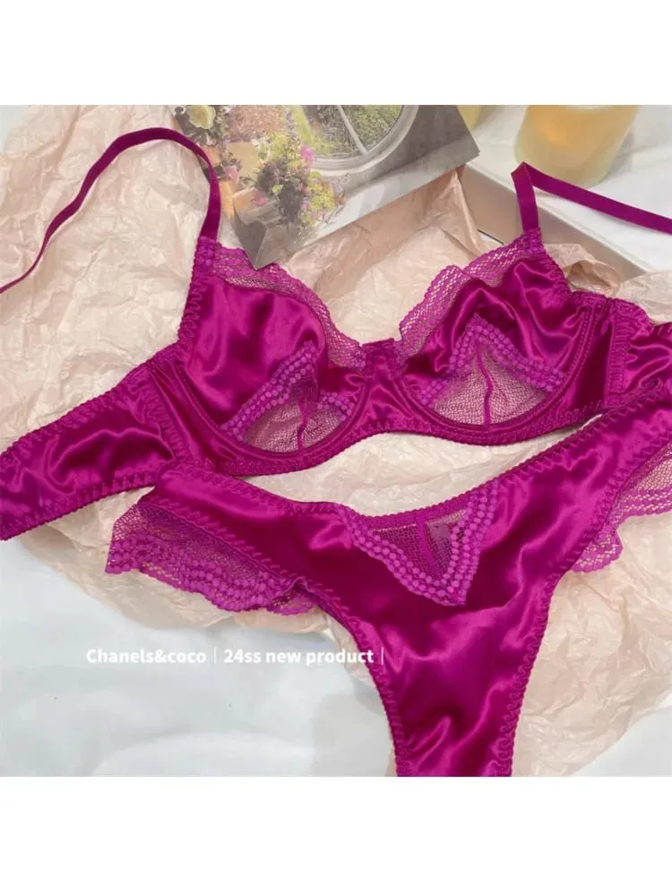 ชุดบราลายคัตเอาท์น่ารัก | เอคัพวิดพื้นเมจิก | ขอบลูกไม้ซากุระ | Bralette สลิมมิ่งญี่ปุ่นพร้อมแผ่นรองเพศ AB Cup Bras — image 5