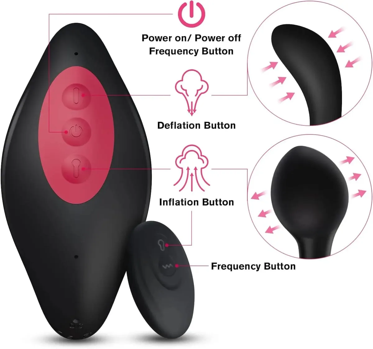 Vibratore anale Gonfiabile Butt Plug Massaggiatore prostatico remoto Gonfiaggio automatico Stimolatore vibrante maschio-femmina della prostata