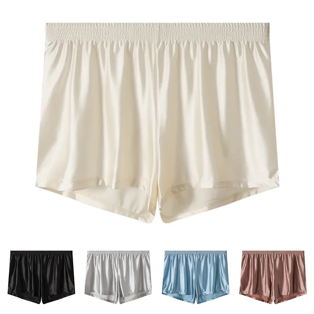 1 PC Men ICE Silk Smooth Solid Boxer กางเกงขาสั้นกางเกง L-3XL ขนาดใหญ่หลวมชุดนอนชุดชั้นในกางเกงไม่มีรอยต่อ Comfy ชุดนอน — image 12