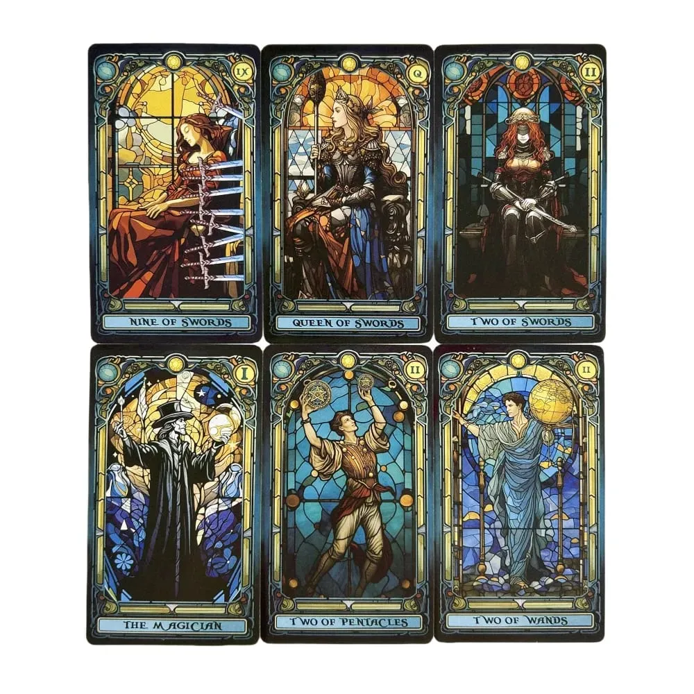 Carte dei Tarocchi in vetro Stanined Un mazzo da 78 per principianti Mazzo Oracle English Visions Divination Edition Borad Deck Giochi di gioco — image 6