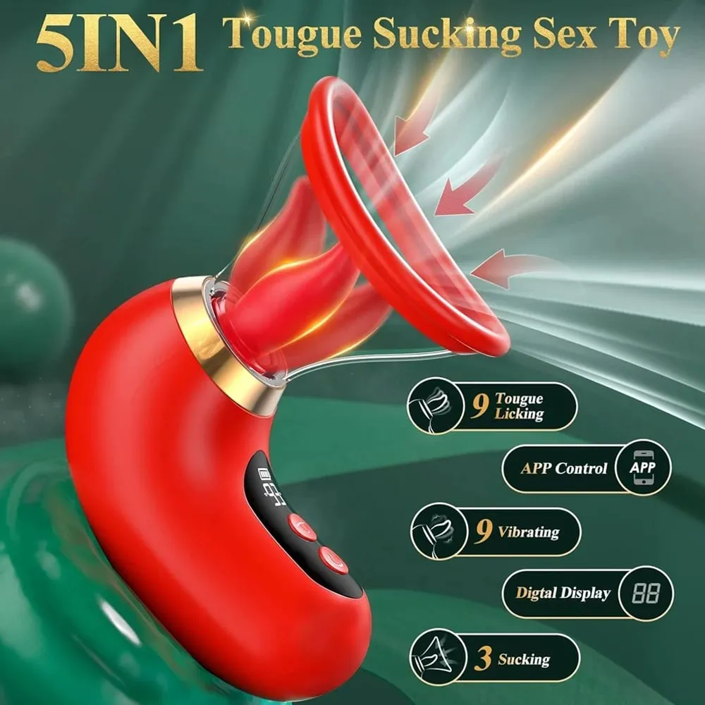 Controllo app Ventosa Leccata di lingua Vibratore Capezzoli Stimolatore del clitoride Masturbatore Orgasmo femminile Vagina Giocattolo del sesso per le donne — image 2