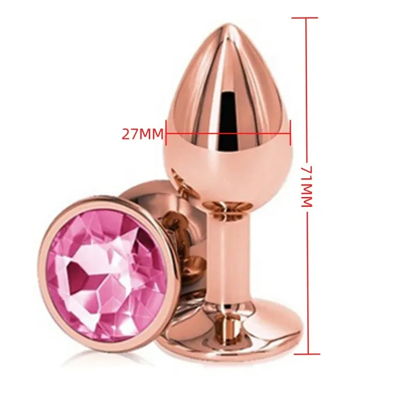 Manik Dubur Logam Saiz Kecil Palam Punggung Pelangi Mini Rose emas Palam Punggung Barang Kemas Kristal Jurulatih Dildo Dubur Melancap Mainan Seks — image 11