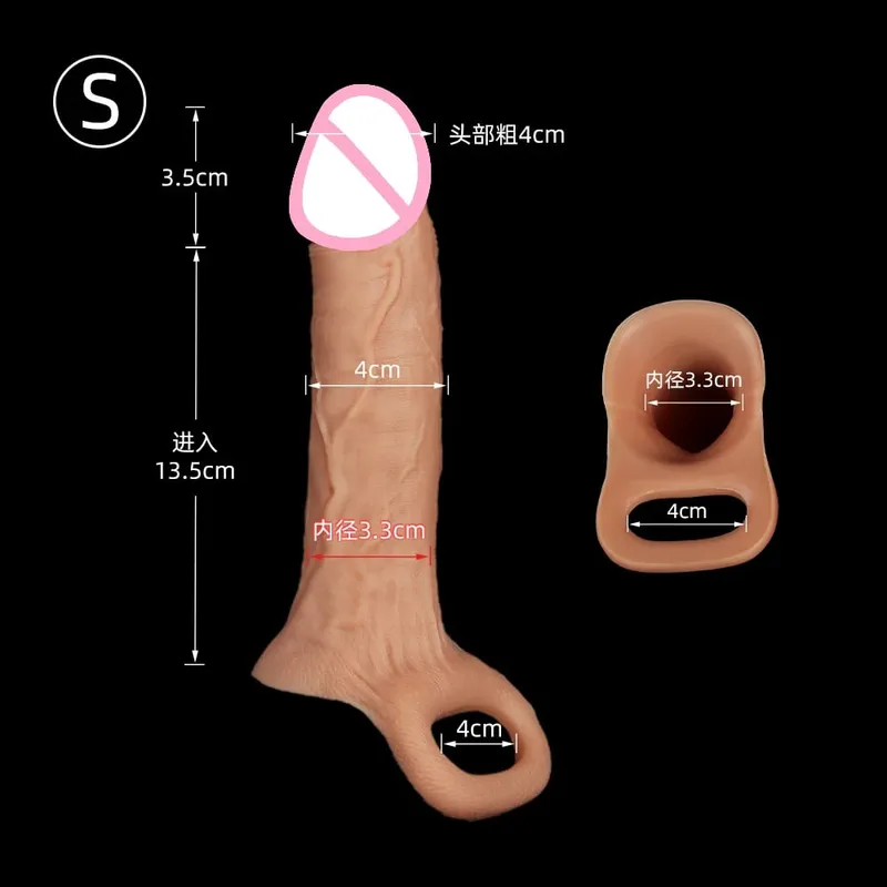 Penis-Training, realistische Dual-Density-Silikon-Penishülle, Penisring-Extender, männliches Sexspielzeug, Dildo, Penishülle für Erektion — image 8